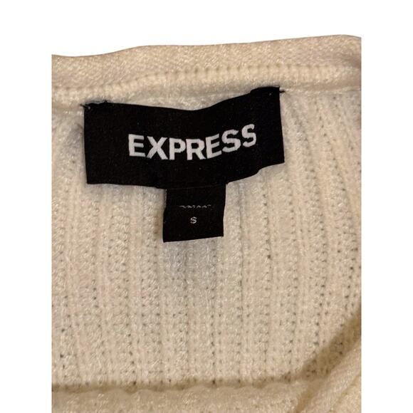 Express Cream Sequin Dolman Sleeve Sweater Women’s S Soft Knit Holiday Winter - Picture 4 of 12
